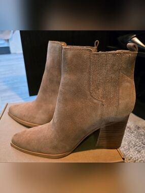 Marc Fisher Suede Ankle Boots in Taupe Brown